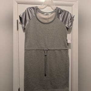 JustFab - Woman's Heather Gray Cotton Dress with Drawstring Belt, Size Medium